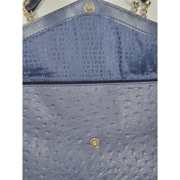 Kate Spade Elegant Halsey La Vita Blue Ostrich Cow Leather Tote Shoulder Bag‎ - Picture 4 of 16